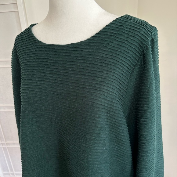 XL Madewell Ottoman Jacquard Textured Balloon Sleeve Top in Pine Green - Picture 2 of 4